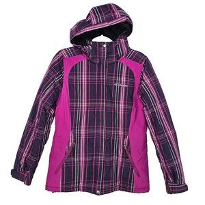 Columbia Women's Pink and Purple Plaid Ski Jacket